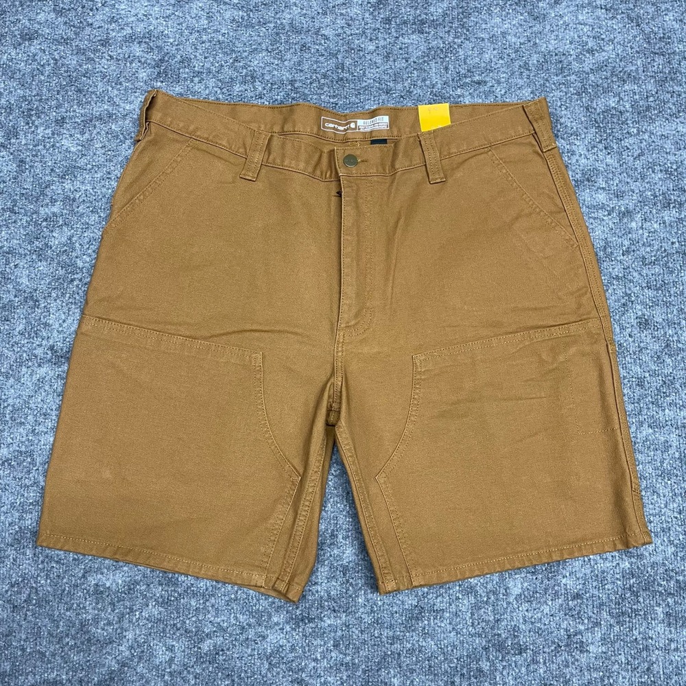 Carhartt Short Pants Men Sz 40 Brown Cargo Rugged Flex Duck Double Front Utility